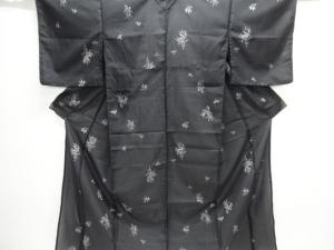 絽笹竜胆模様小紋着物